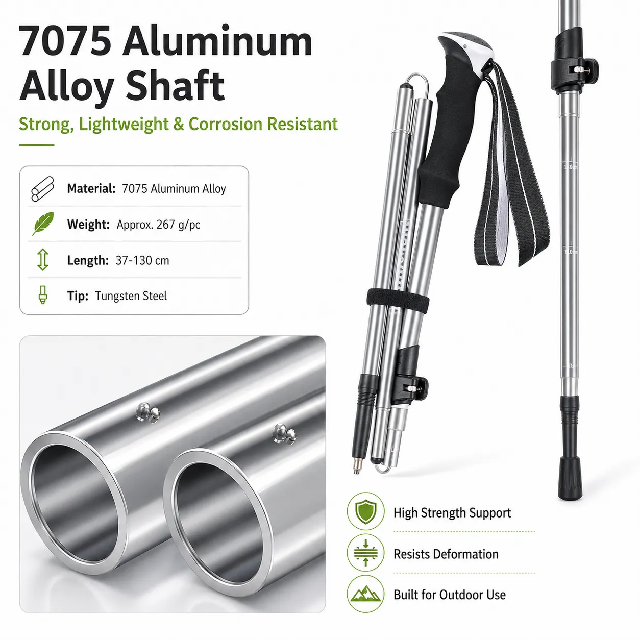 Aluminum Alloy 2/3-Section Outdoor Hiking Canes