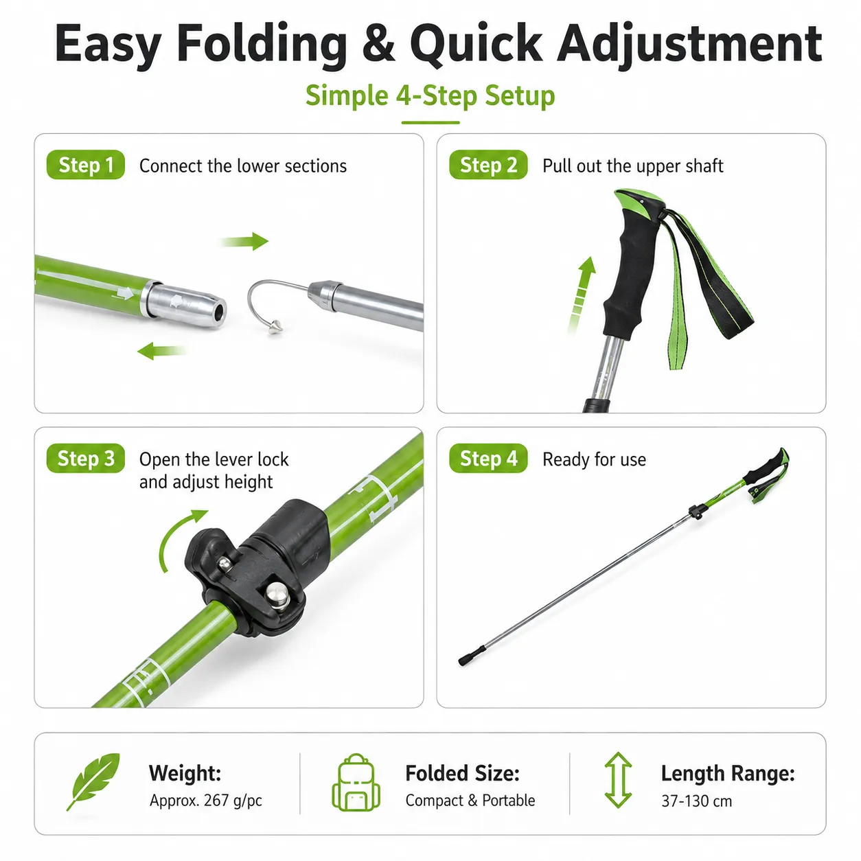 Aluminum Alloy 2/3-Section Outdoor Hiking Canes