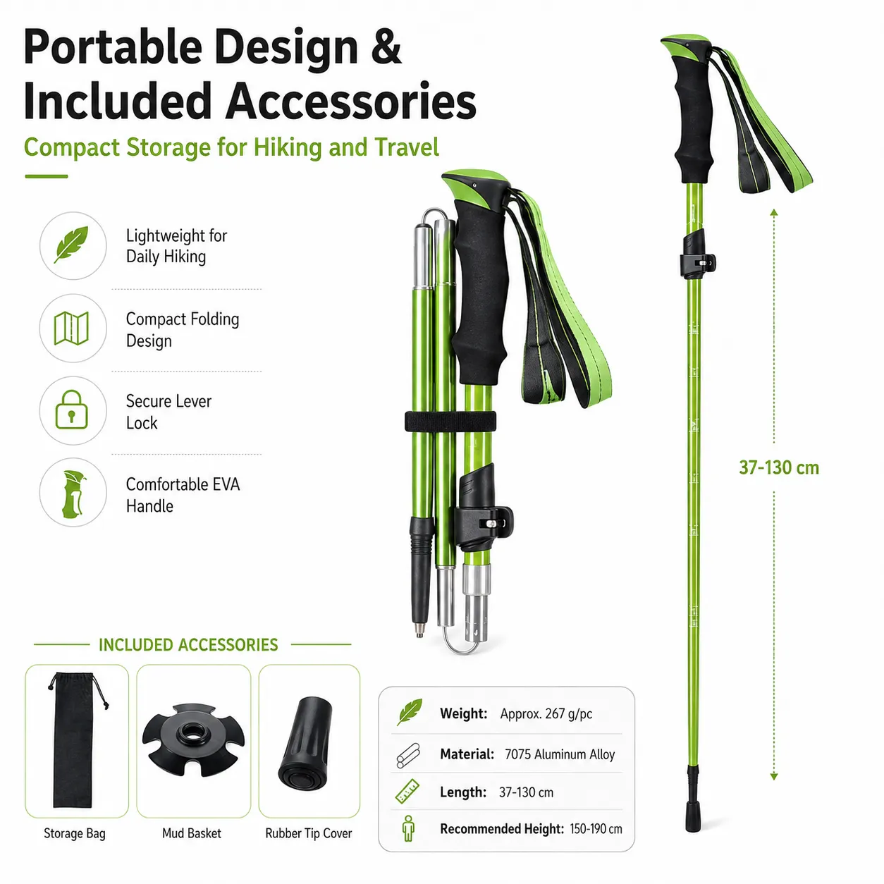 Aluminum Alloy 2/3-Section Outdoor Hiking Canes