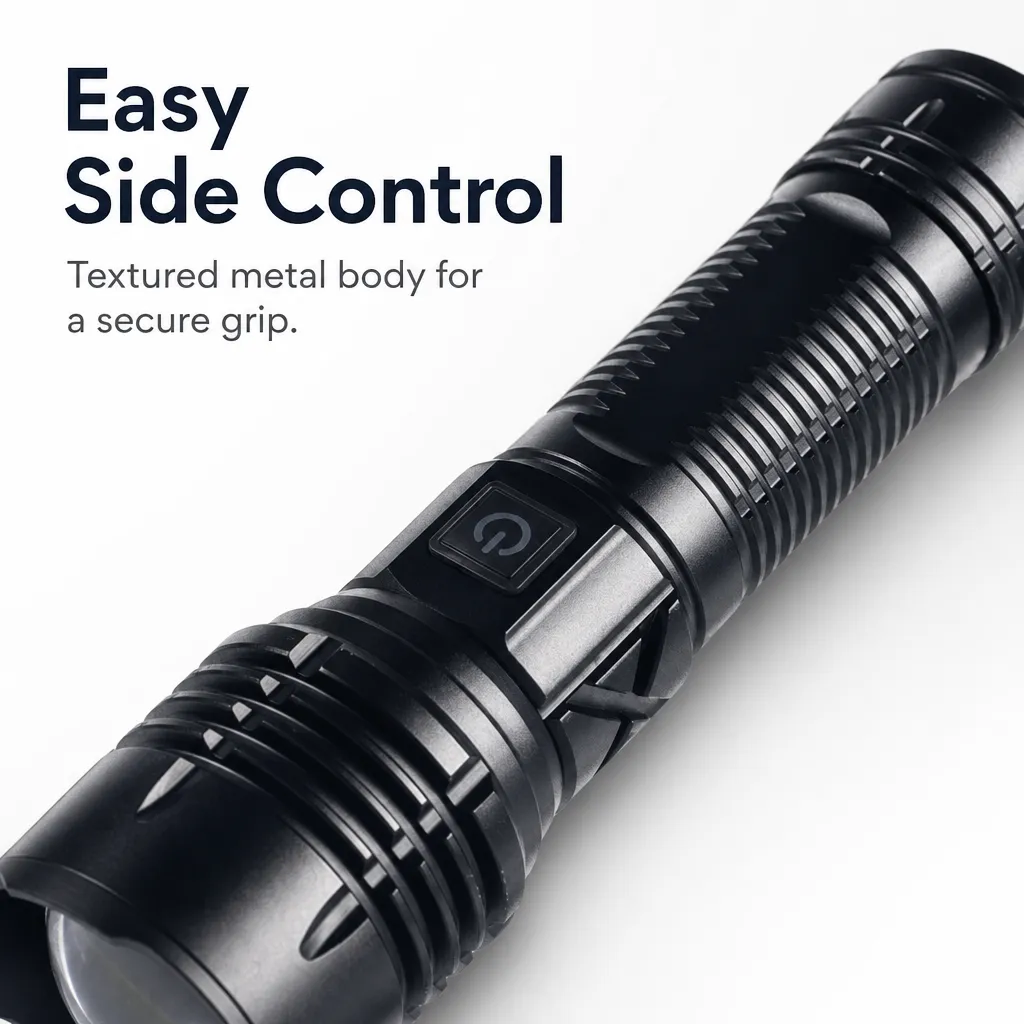 M168 10 W Laser Rechargeable Zoom Flashlight 1200 lm Aluminum Alloy Torch