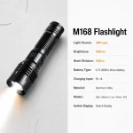 M168 10 W Laser Rechargeable Zoom Flashlight 1200 lm Aluminum Alloy Torch