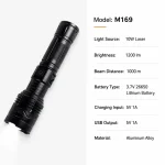 M169 10 W Laser Rechargeable Zoom Flashlight