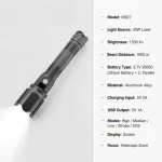 M927 Rechargeable Laser Flashlight Zoomable Tactical Torch