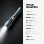 MS181 10 W Laser Rechargeable Aluminum Alloy Zoom Flashlight