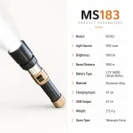 MS183 Rechargeable Laser Flashlight Zoomable Tactical Torch