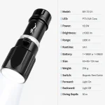MY-75121 XHP70 LED Diving Flashlight IPX8 Waterproof Underwater Torch