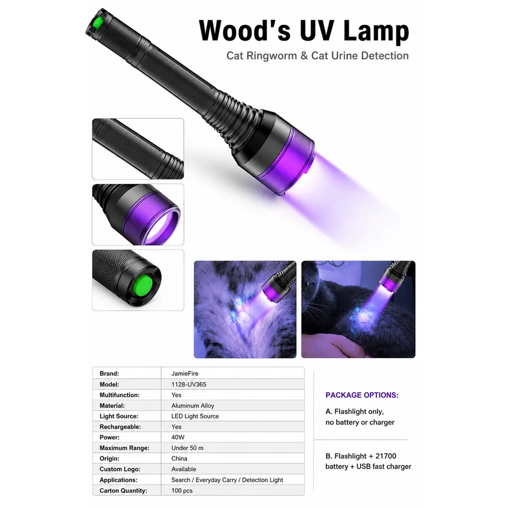 Powerful Mini Purple UV Flashlight & Torch 365nm UV Led Black Light