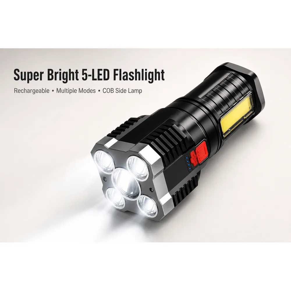 High-Endurance Rechargeable LED Flashlight Four Lights