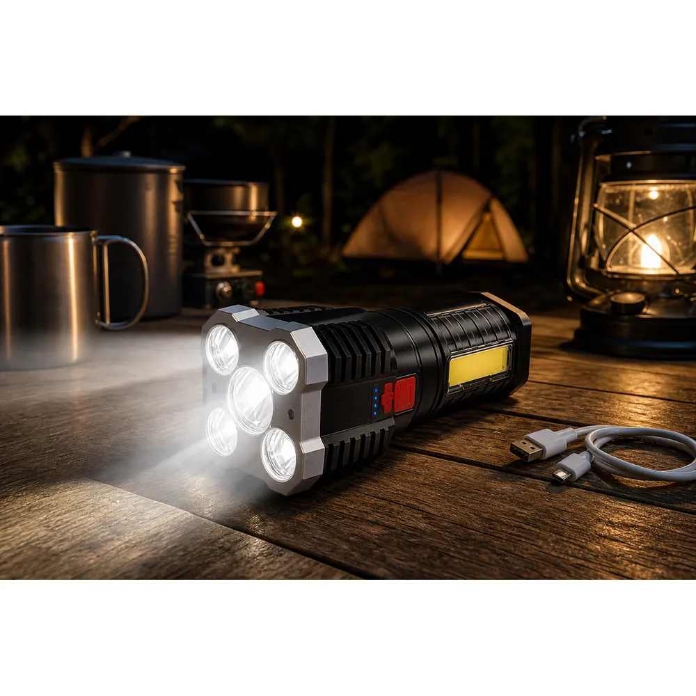 High-Endurance Rechargeable LED Flashlight Four Lights