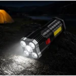 High-Endurance Rechargeable LED Flashlight Four Lights