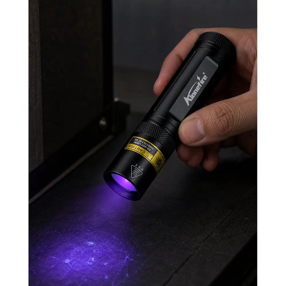 AloneFire SV003 Aluminum 365nm 3W 10W LED Black Lens UV Flashlight