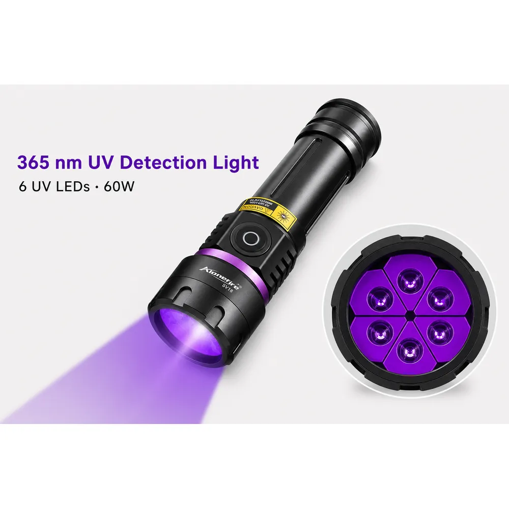 120W 6x4-Core 365nm UV LED Flashlight