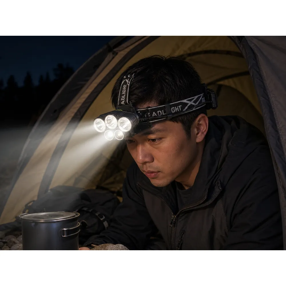 LED Headlamp 5 LED 2000 Lumen USB Rechargeable IP65 T6 18650 Flashlight