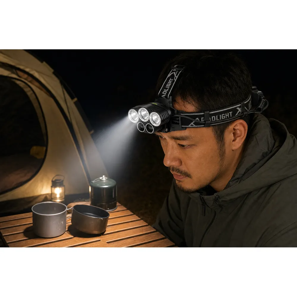 LED Headlamp 5 LED 2000 Lumen USB Rechargeable IP65 T6 18650 Flashlight