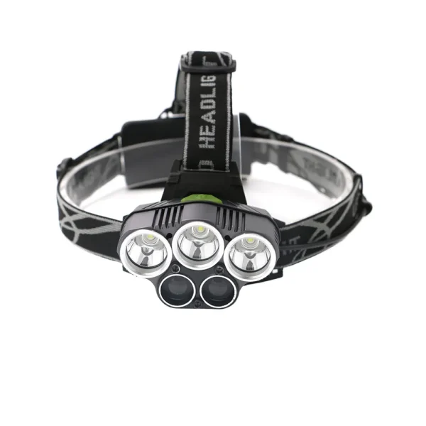 LED Headlamp 5 LED 2000 Lumen USB Rechargeable IP65 T6 18650 Flashlight