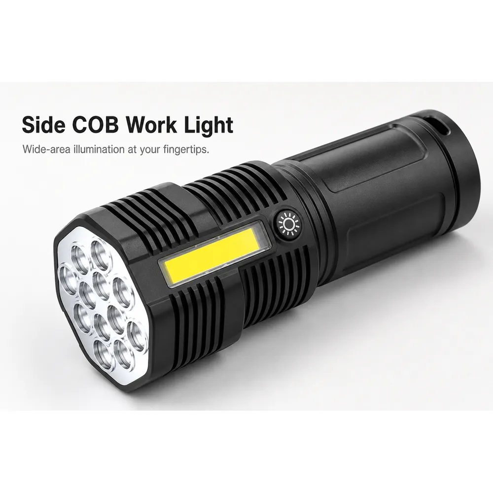 Cob Side 12 Super Bright LED Beads ABS Torch