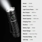 Rechargeable USB Aluminum Alloy IP68 Camping EDC Flashlight