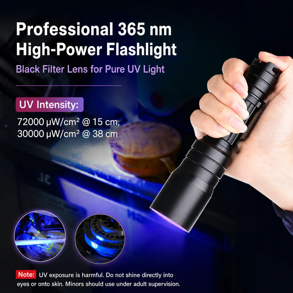 For USB Rechargeable Non Destructive Testing 365nm UV Flashlight