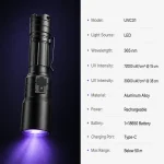 For USB Rechargeable Non Destructive Testing 365nm UV Flashlight