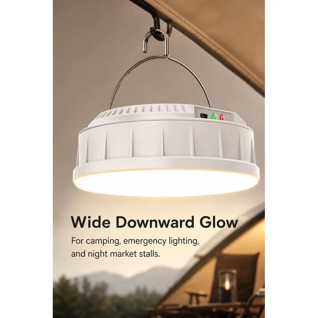 V158 Solar Rechargeable LED Camping Light Pull String Tent Lantern