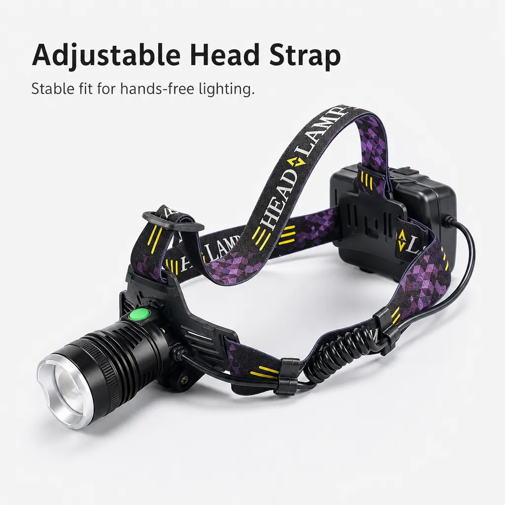 V68 P50 LED Rechargeable Zoom Headlamp 1000 lm 18650 Battery Head Light