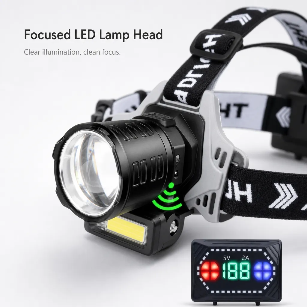 V80 20 W Laser COB Rechargeable Zoom Headlamp