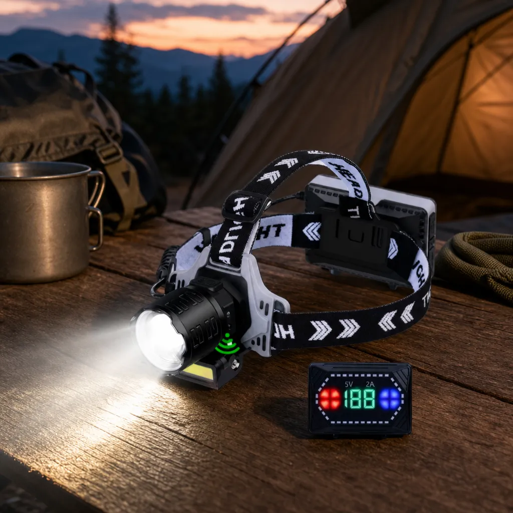 V80 20 W Laser COB Rechargeable Zoom Headlamp