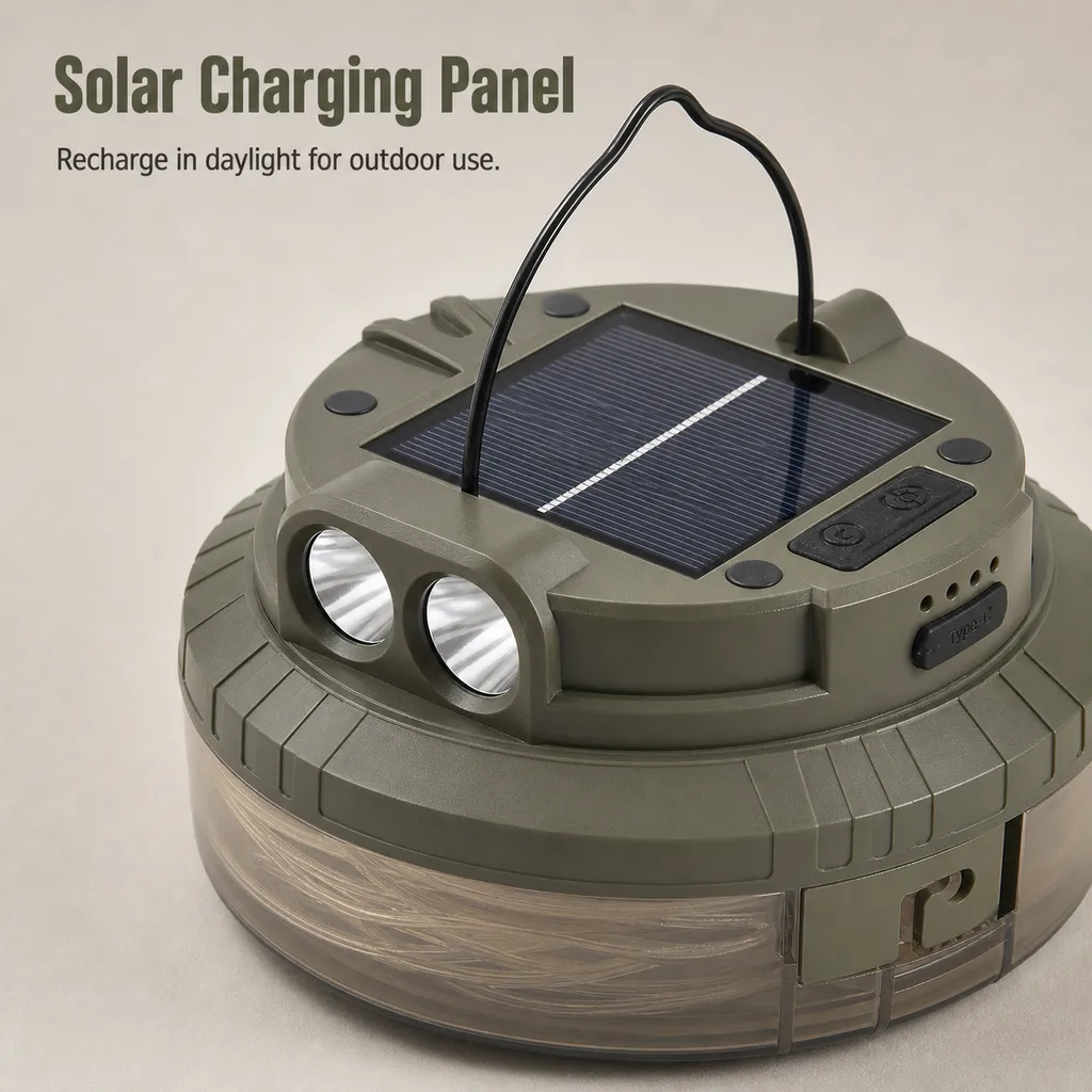 WC-002 Solar Rechargeable LED Camping String Light Type-C Portable Lantern