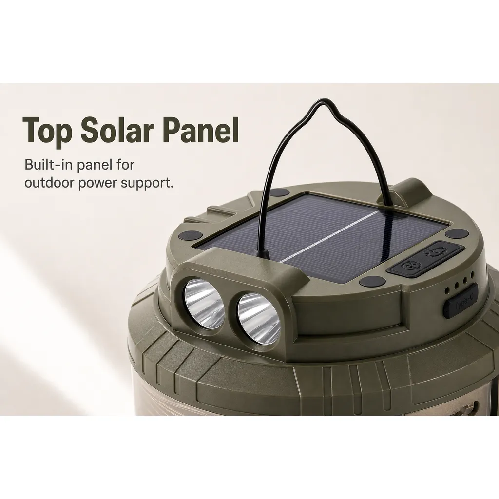 WC-002 Solar Rechargeable LED Camping String Light Type-C Portable Lantern