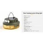 WC-002 Solar Rechargeable LED Camping String Light Type-C Portable Lantern