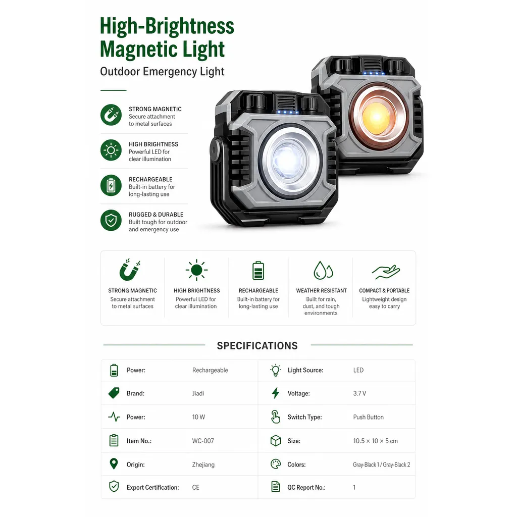 WC-007 Rechargeable LED Magnetic Work Light