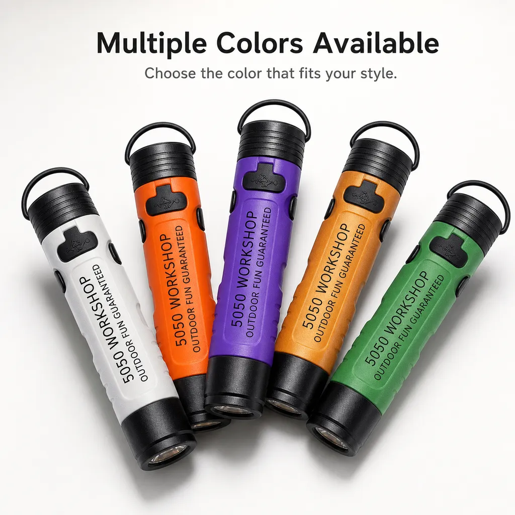 WC-105 Rechargeable LED Mini Keychain Flashlight Hand Press Plastic Torch
