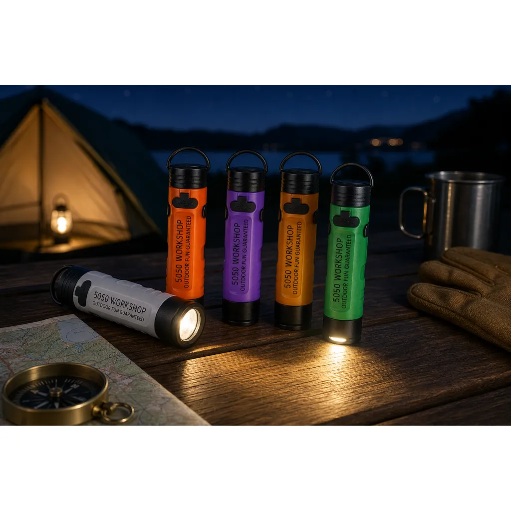 WC-105 Rechargeable LED Mini Keychain Flashlight Hand Press Plastic Torch
