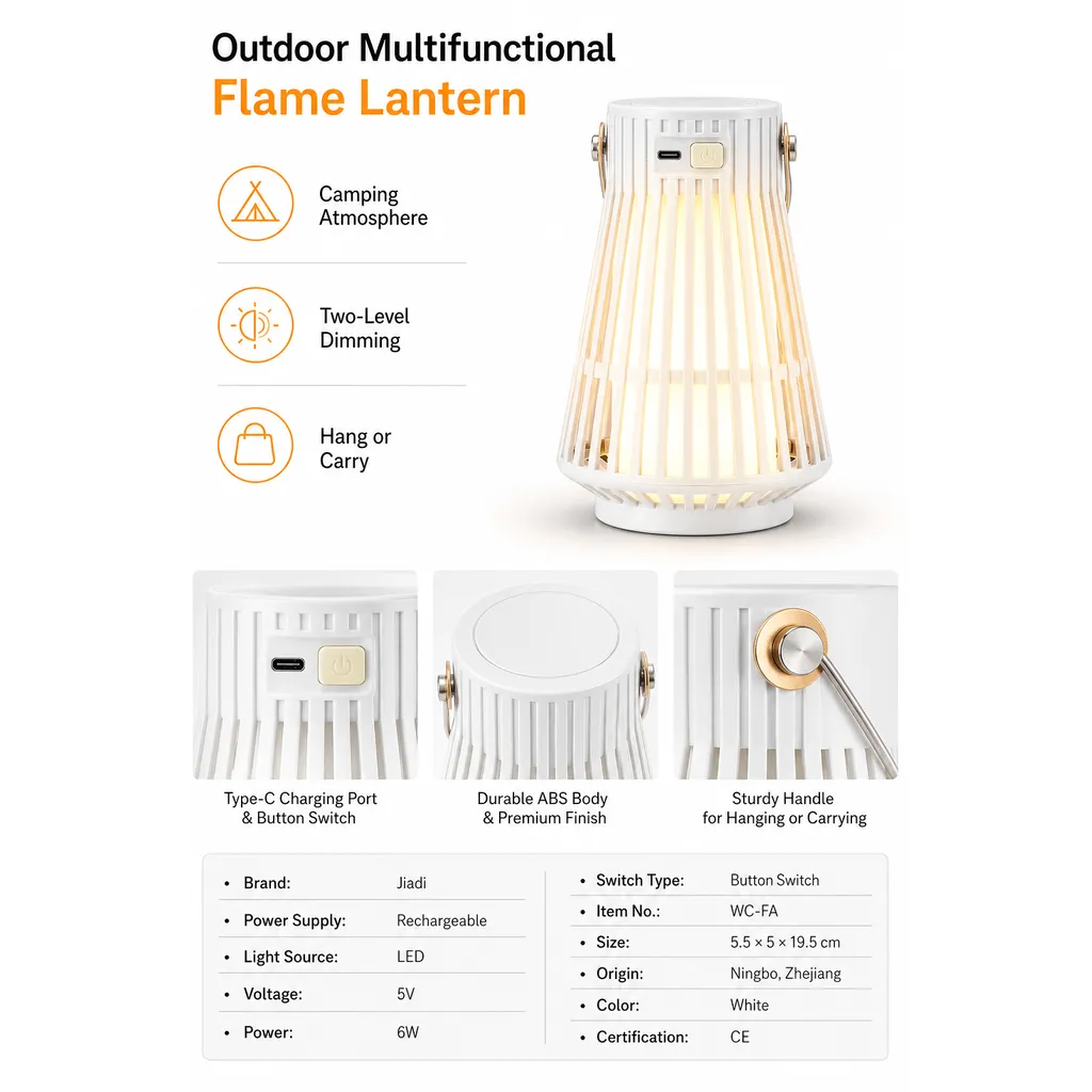 WC-FA Rechargeable LED Camping Flame Lantern